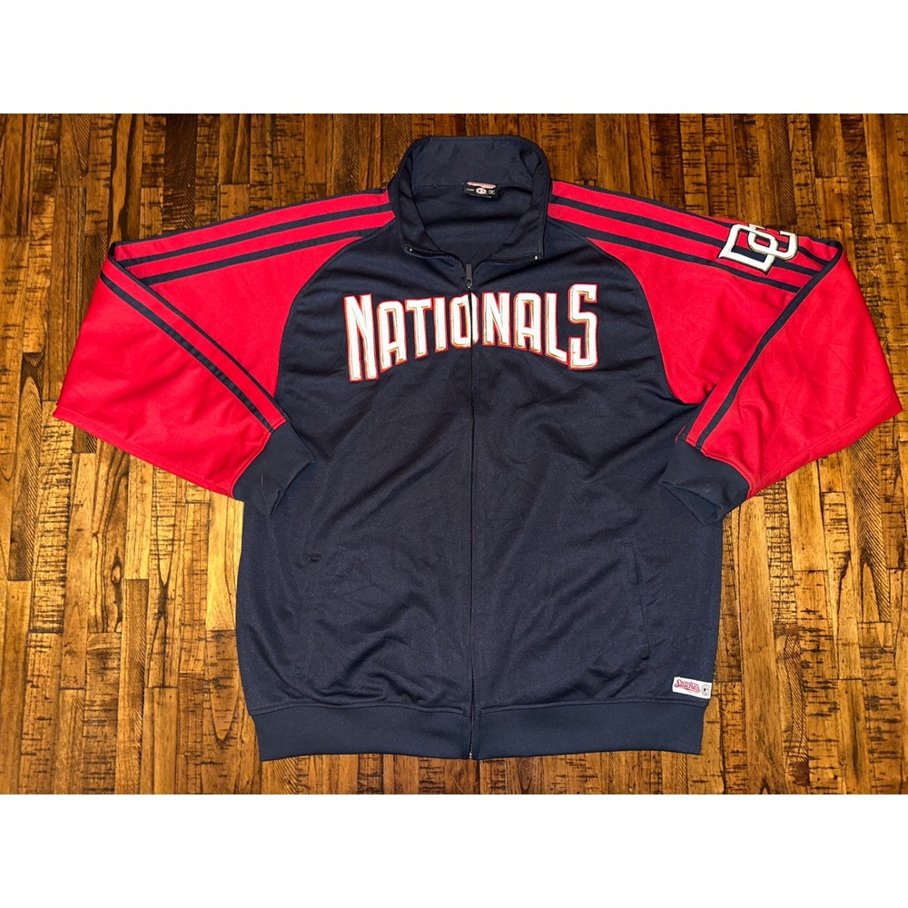 Retro Stitches Washington Nationals Track Jacket XL Navy Red‎ Full Zip Baseball